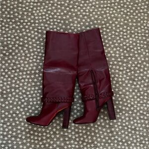 Tory Burch Sarah’s Burgundy Heeled Boots 8.5 as seen on Lady Gaga